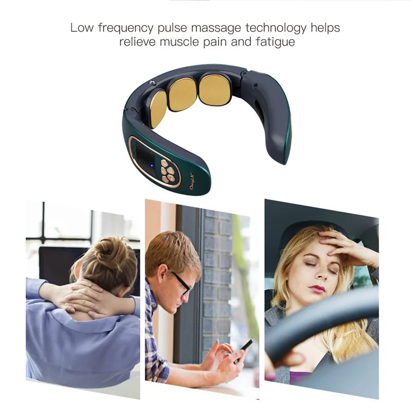 Electric Pulse Neck Massager TENS Cervical Massager Pain Relief Relaxation Therapy Shoulder Deep Tissue Massage Remote Control